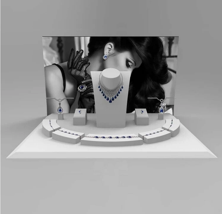 elegant jewelry window display design wooden jewelry display jewelry shop counter display set customize finish 2016 new design