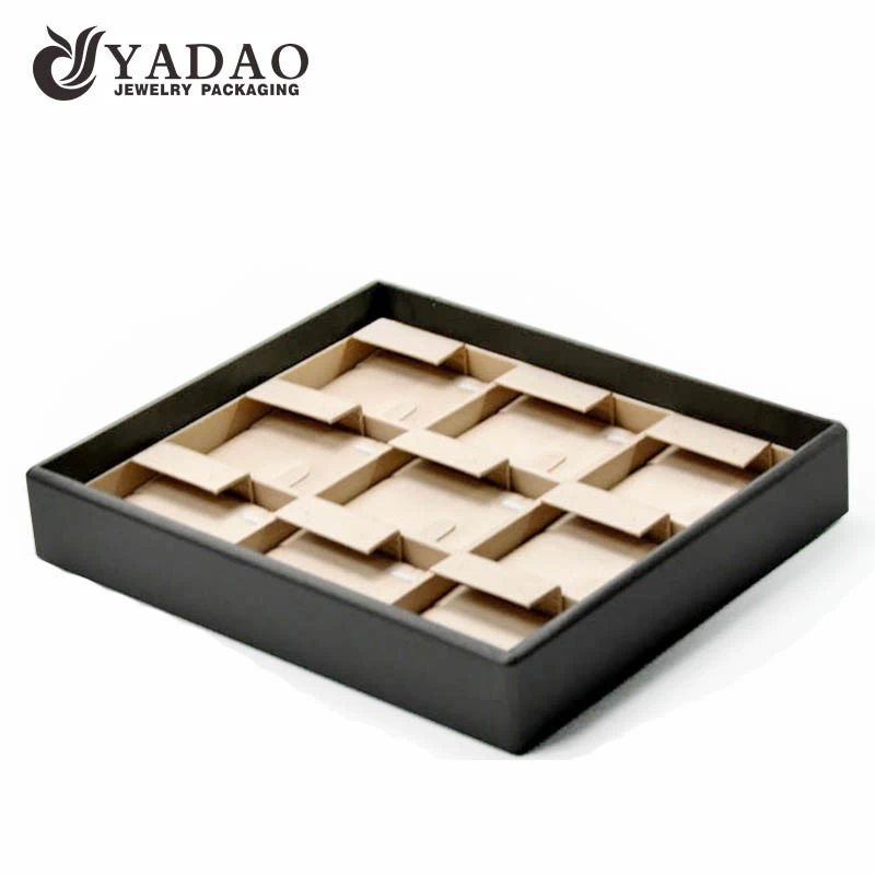 handmade stockable luxury competitive price MOQ  wholesale Yadao mdf leather jewelry displays  trays/tray set