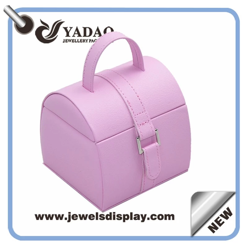 high-end delicate MOQ wholesale portabl pretty  pu leather plastic with velvet inner core jewelry box