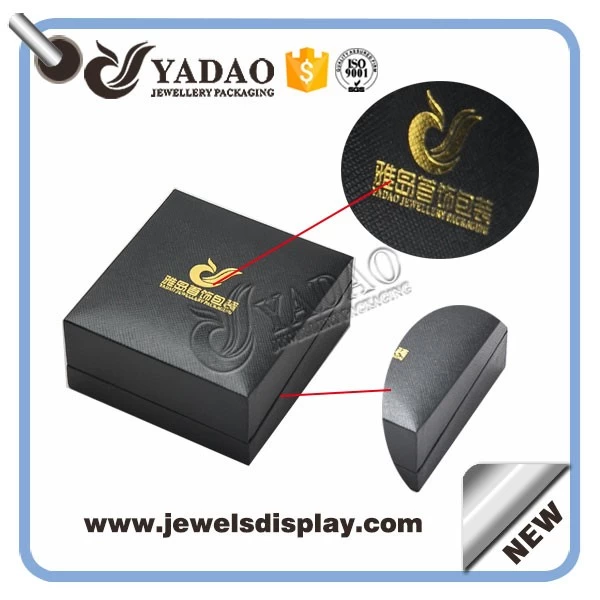 high quality plastic jewelry box customize smooth touch with bowknot logo printing