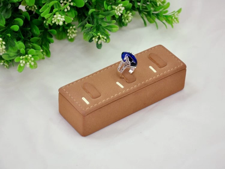 high quality pu leather wooden jewelry display holder for three ring display offered by chinese manufacturer