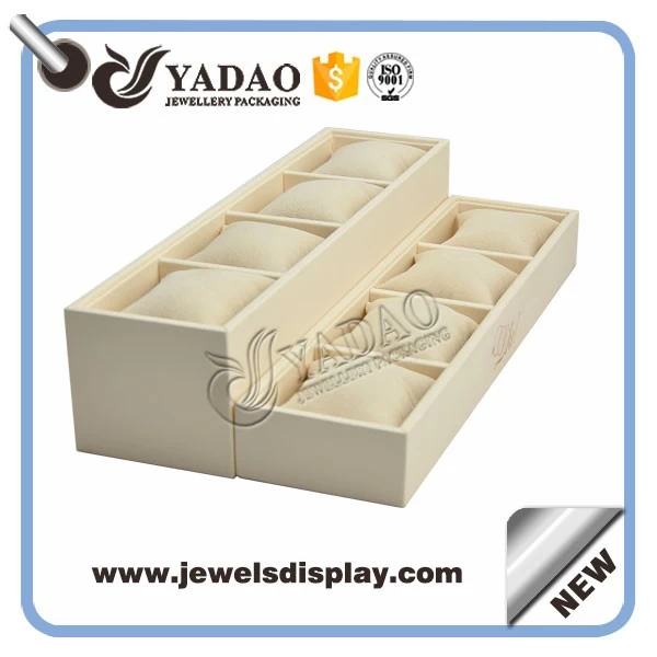 high quality soft velvet pillow tray jewelry display bangle/watch/bracelet display tray pu leather cover