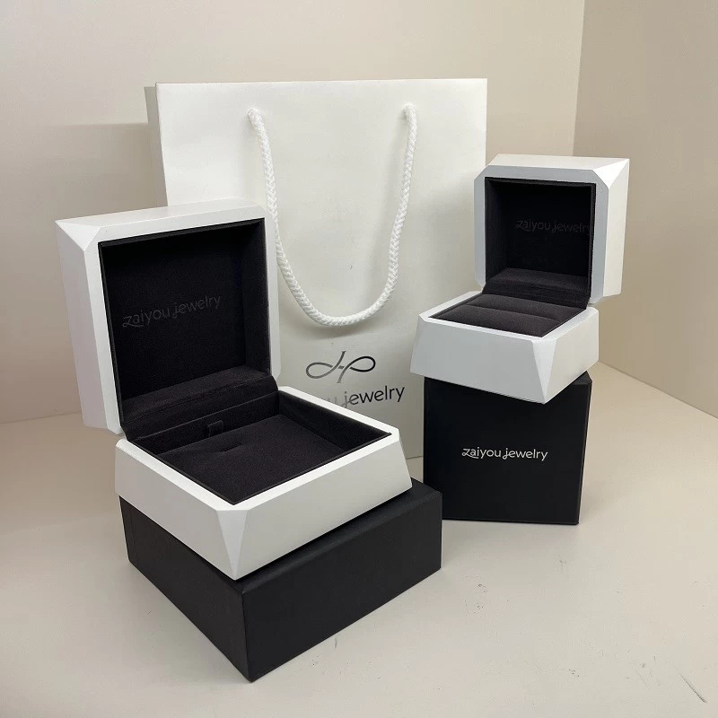 lacquer finished luxury elegant white wooden jewelry packaging box