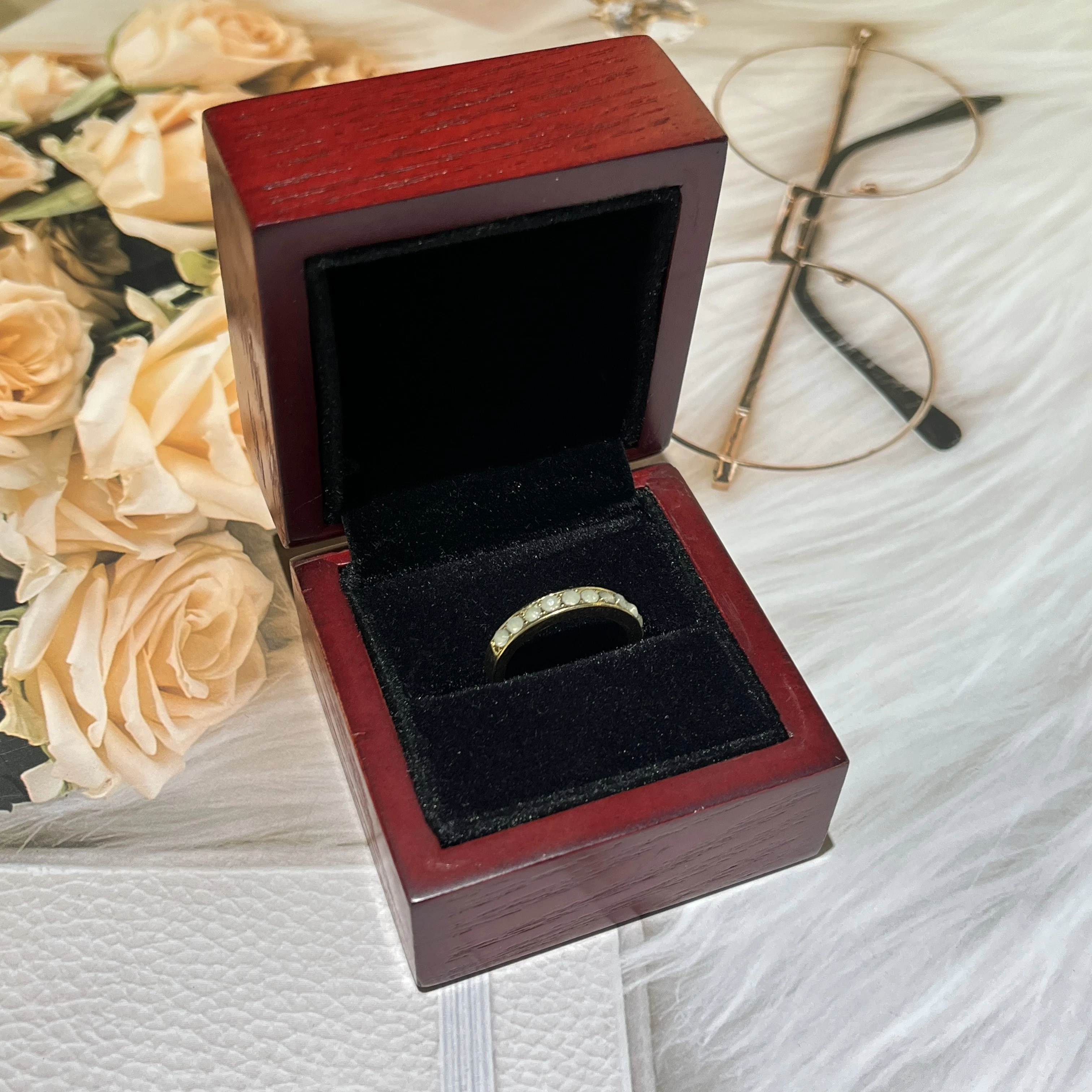 luxury customization wooden box for ring packaging in black color insert logo can be add for your brand