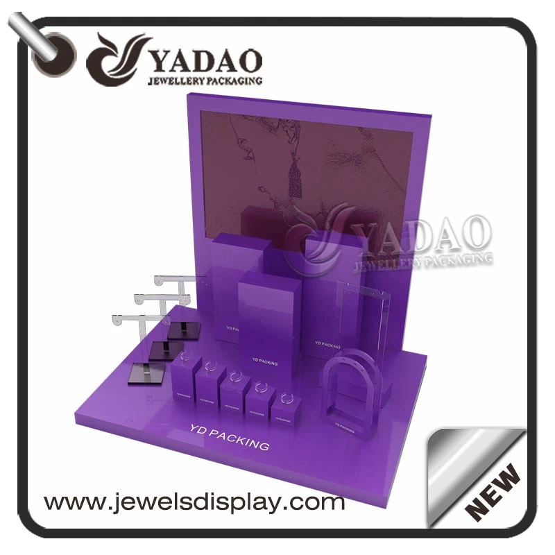 luxury customize acrylic jewelry displays window shop jewelry hign end finish jewelry display set acrylic displays ring necklace pendant stand