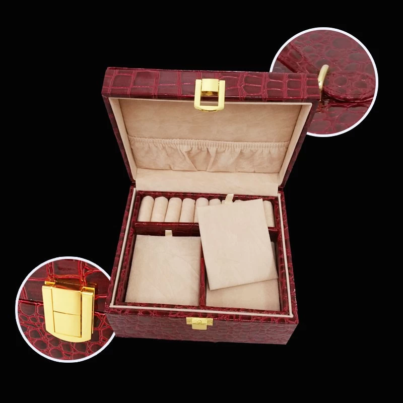 luxury wonderful beautiful convenient plasrtic+pu leather jewelry box/jewels case in stock with favorable price