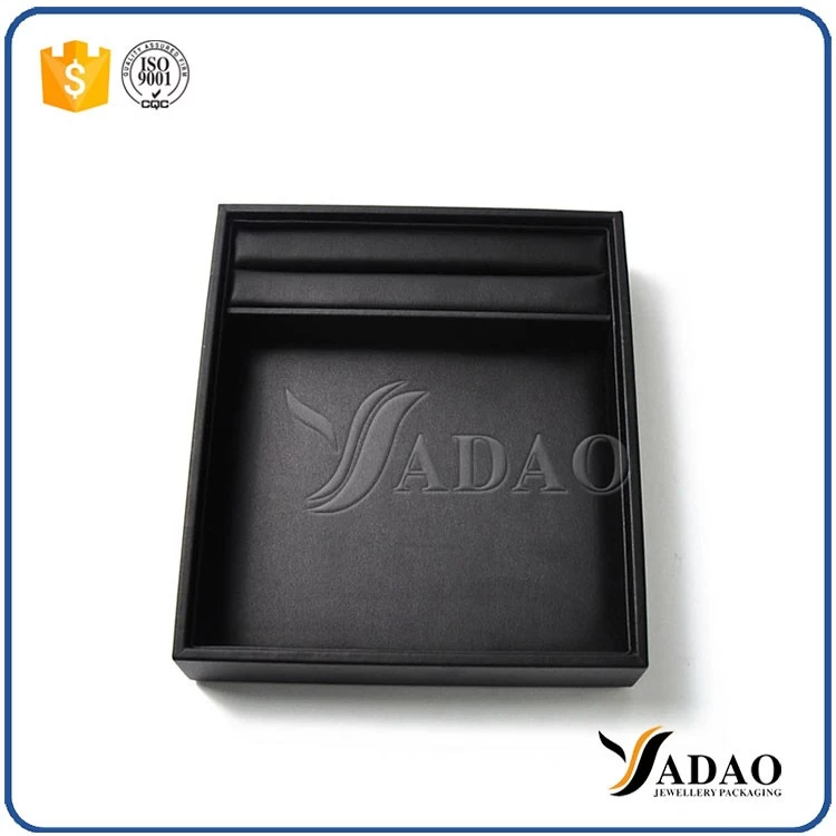 new arrival convenient small good quality mdf velvet inside leather outside empty trays for jewellery display