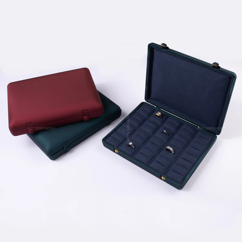 new arrival store showcase display storage ring necklace tray jewelry packaging travel case button closure