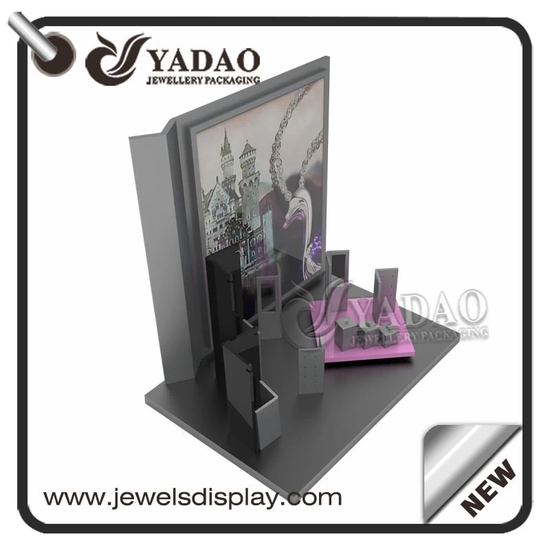 new idea classical  wooden jewelry display set showcase jewelry counter display