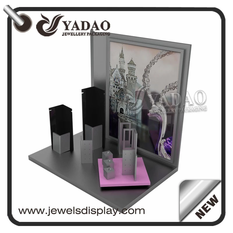 new idea classical  wooden jewelry display set showcase jewelry counter display
