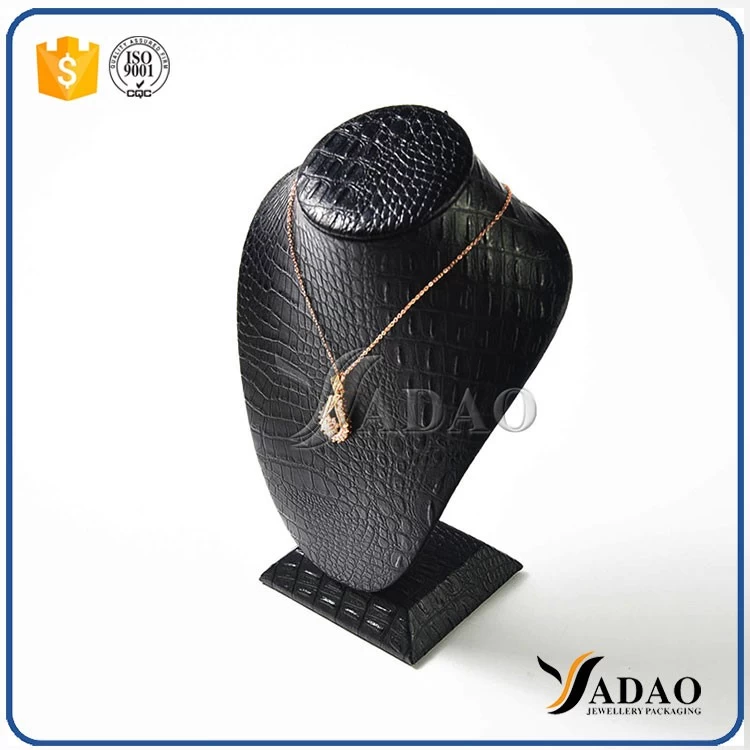 normal custom MOQ wholesale special texture pu leatherette mdf necklace bust for necklace/pendant