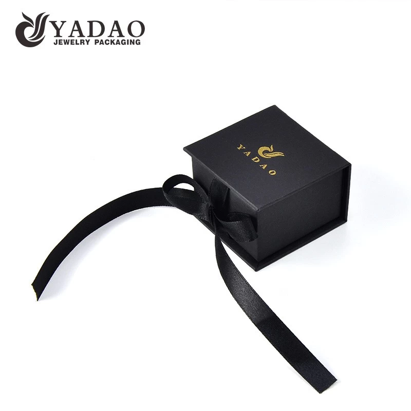 paper box ring box jewelry with ribbon and customized color logo