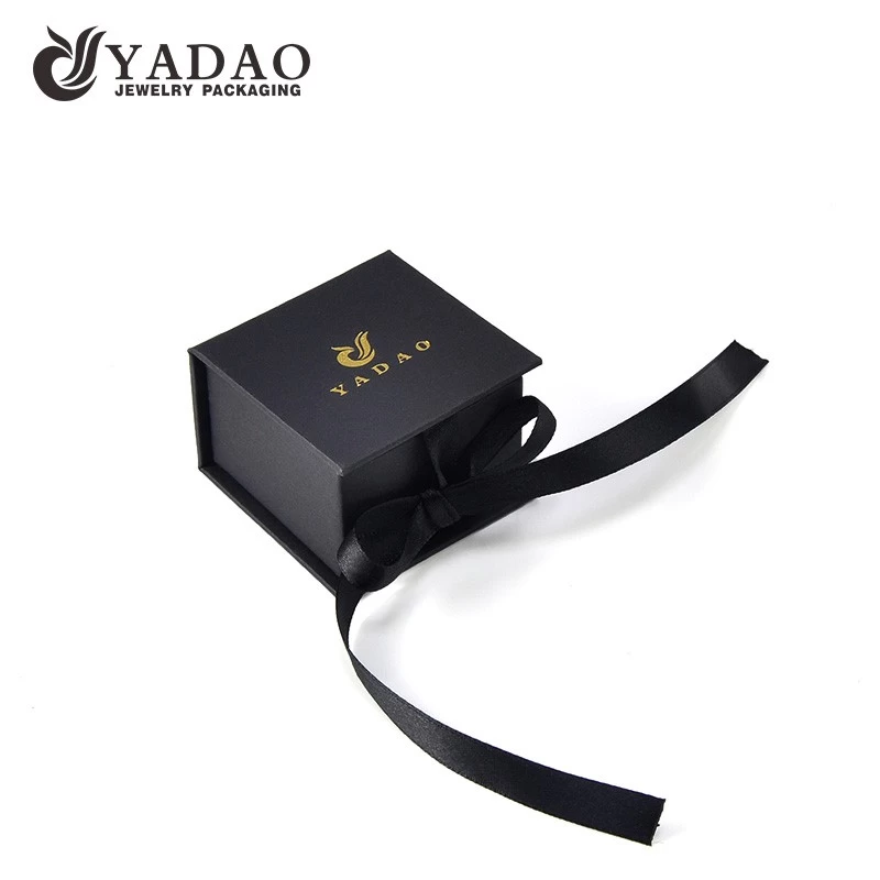 paper box ring box jewelry with ribbon and customized color logo