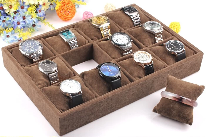 quality fabric cover wooden jewelry display tray display watch bangle bracelet display pillow insert stackable display tray