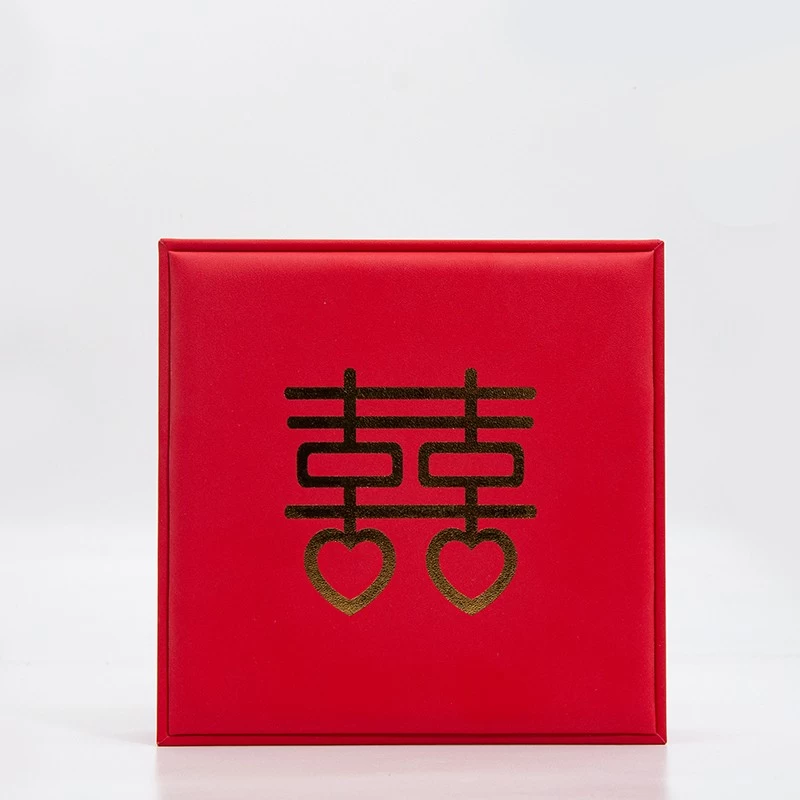 ready to ship Chinese traditional elements festive wedding gold jewelry set combination red packaging box