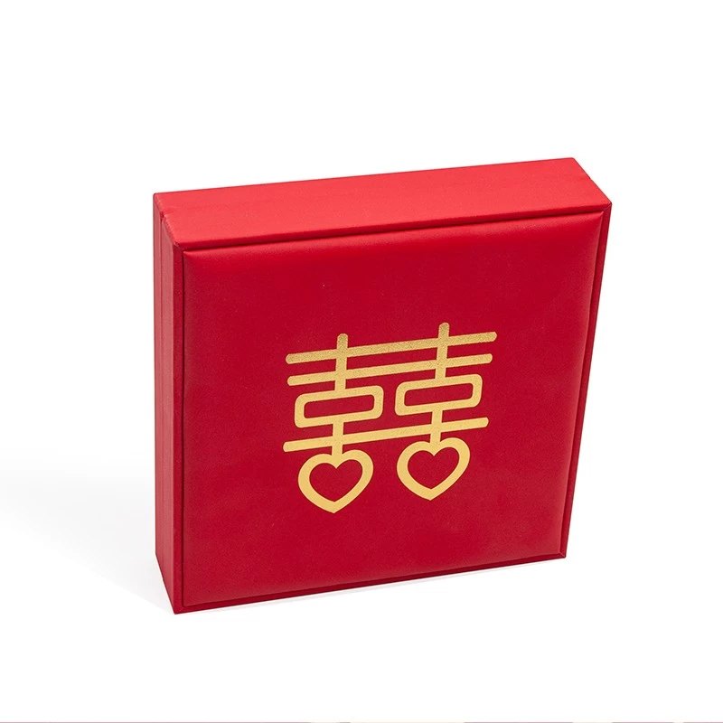 ready to ship Chinese traditional elements festive wedding gold jewelry set combination red packaging box