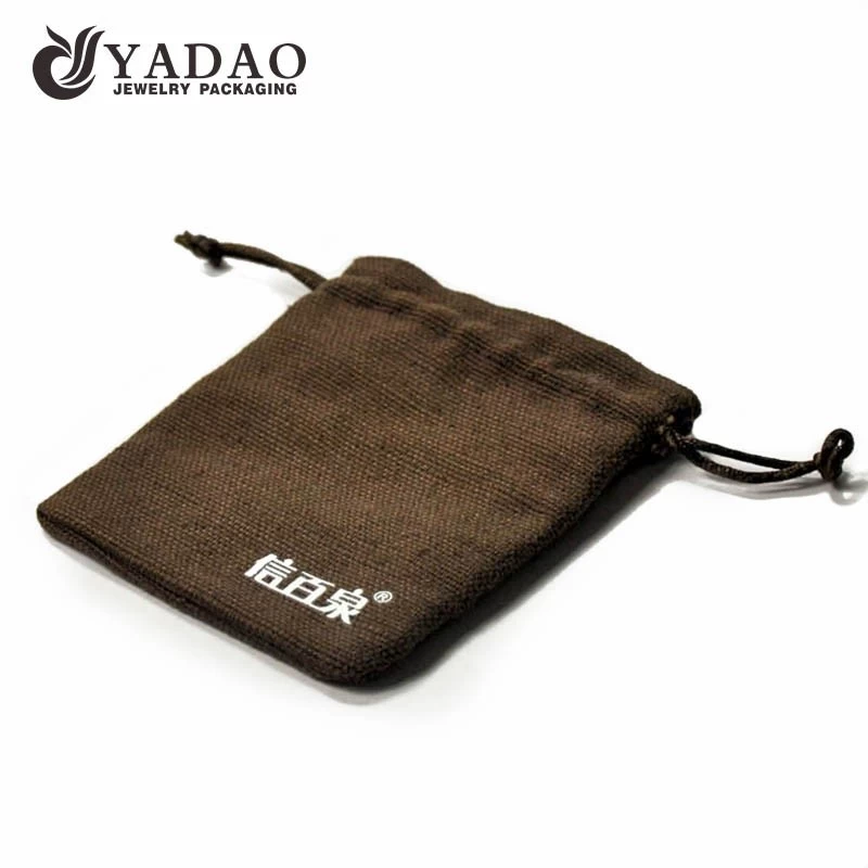 simple durable long-lasting  wholesale normal but luxury handmade cheap jewelry pouch in linen/velvet/fabric material.