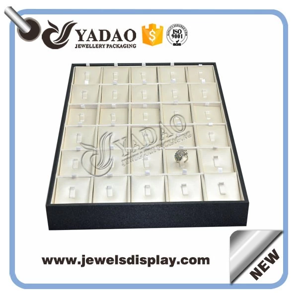 stackable wooden jewelry display tray ring display tray clip insert holder pu leather cover customize ring tray