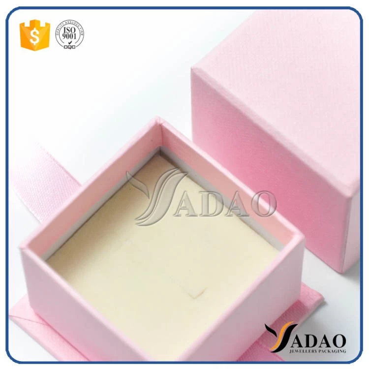 unique custom wholesale handmade pink cardboard paper box with hot stamping logo earring box/ ring box /necklace box