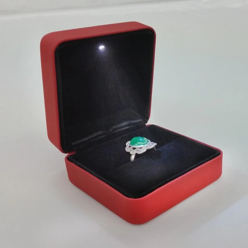 wholesale high quality black and red led jewelry box for ring and pendant storage by chinese manufacturer