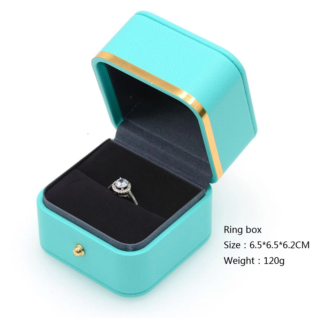 wholesale necklace case Round Square Tiffany Jewelry Ring Box hand made Luxury pink white PU leather Jewelry Box With Logo