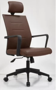 Newcity 1250A棕色PU高背办公椅人体工学现代旋转椅会议职员办公椅舒适的办公网椅中国佛山供应商质保5年
