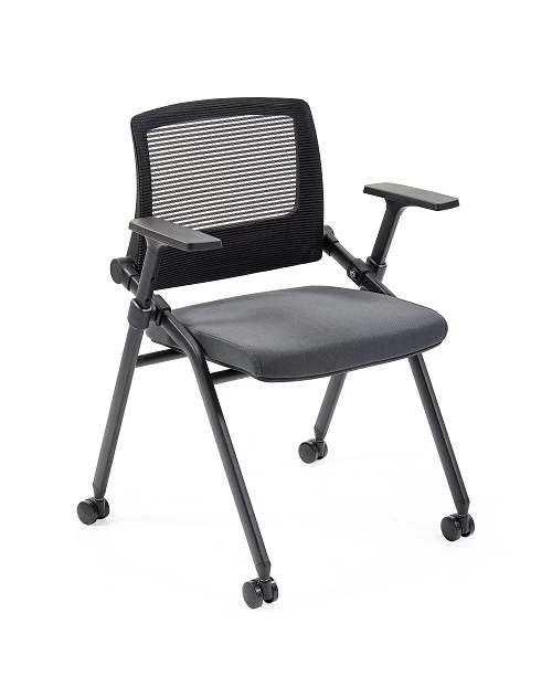 Newcity 1529经济培训椅可折叠机制培训椅纯棉尼龙脚轮PP防尘盖供应商中国佛山质保5年