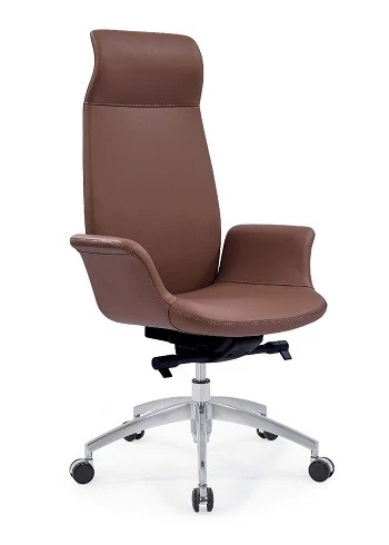 Newcity 6681A Manager Aluminium Base Office Chair High End Computer Latest Leather Office Chair Fashionable High Back Office Revolving Office Chair Chinese Foshan Supplier