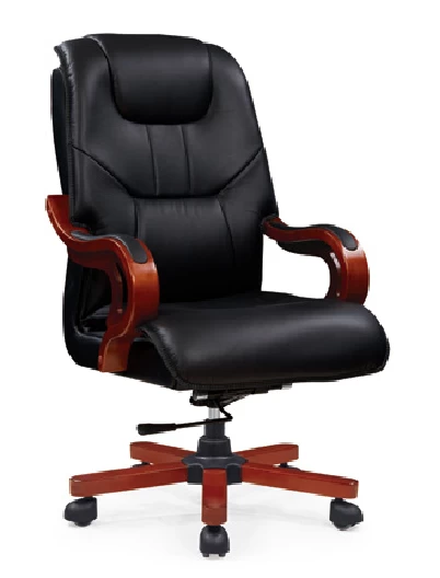Китай NewCity 869A-2 роскошный босс серии бизнес поворотный стул пятизвездочный деревянный ноги классический офисный стул роскошный оригинальный кожаный стул поставщик китайский фошан производителя