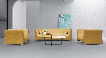الصين Newcity S-1101 أريكة عصرية 1 + 1 + 3 أريكة مكتب لغرفة المعيشة الحديثة تصميم فريد من نوعه أريكة صفراء مكتب أريكة قاعة الفنادق أريكة متينة الصينية فوشان المورد الصانع