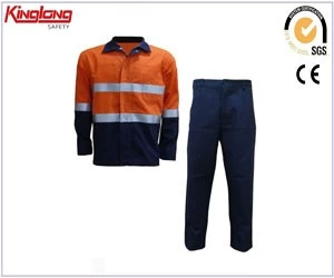Китай Поставщик рабочих костюмов повышенной видимости из 100% хлопка, защитная рубашка и брюки со светоотражающими лентами производителя