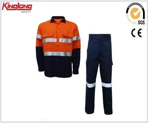 Китай 100% хлопок Two Tone Светоотражающие ленты Рабочий костюм, куртка HIVI безопасности и брюки производителя