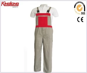 Chiny 100% tkanina bawełniana kombinacja kolorów jednolite spodnie robocze bojówki spodnie na szelkach spodnie z wieloma kieszeniami producent
