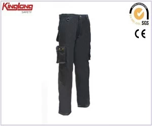 China 2016 new arrival wholesale black pant, multi-pockets durable pant with button and zipper manufacturer