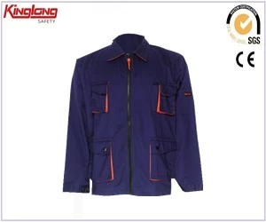 Cina Giacca blu scuro multitasche nuovo stile 2016, uniforme giacca di sicurezza con cerniera in ottone con etichetta in gomma produttore
