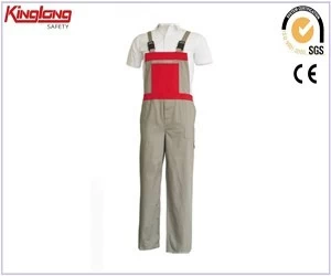 China 65%poly35%cotton fabric  black reinforcement  bibpant, durable and functional beige bibpant manufacturer