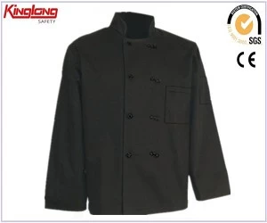 porcelana Chaqueta de chef negra, uniforme de chaqueta de chef negra para trabajo de cocina, uniforme de chaqueta de chef negra para trabajo de cocina de chef fabricante