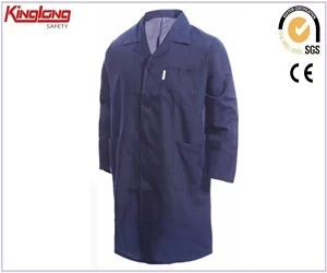 China Blue color buttons type cotton lab coat,Professional design new hospital uniform manufacturer