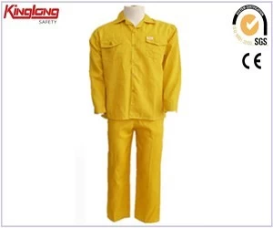 China Bright color mens workwear shirts and pants,High quality yellow new design working suits manufacturer