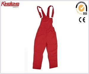 Chiny Jasny kolor czerwony spodnie na szelkach odzież robocza, klasyczny design męski kombinezon roboczy na szelkach cena producent
