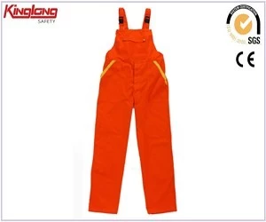 China Bright orange cotton fabric mens bib overalls,China supplier hot sale bib pants manufacturer