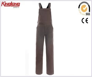 China Brown color simple design mens workwear bib pants,Bib trousers high quality for sale manufacturer