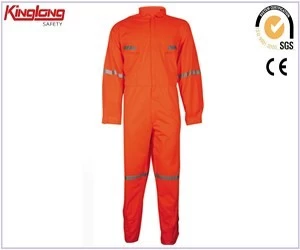 Cina Tute da lavoro in poliestere di colore arancione in tessuto di tela, tuta da lavoro in nastro riflettente fornitore cinese produttore