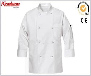 Cina Bianchi chef uniforme, Bianchi catering cuoco unifrom, doppio petto bianchi manica lunga Catering Chef unifrom produttore
