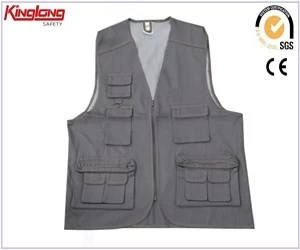 China China leverancier 100% Polyester werk Vest, Sleevless vest met Multipocket fabrikant