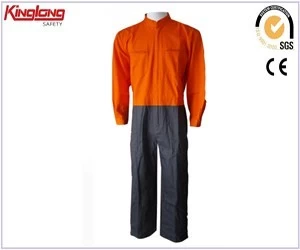 China Macacão de trabalho de combinação de cores fornecedor da China, macacão de algodão laranja com preço fabricante