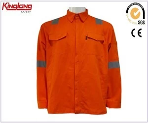 Kiina Kiina tukkumyynti 100 % puuvillasta oranssi takki, pitkähihainen takki työvaatteet valmistaja