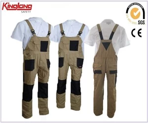 Kiina Kiina: Polycotton Cargo Bib -housut, miesten väriyhdistelmähousut valmistaja