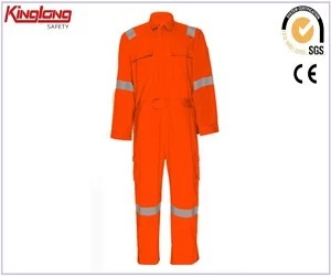 الصين China bulk wholesale  poly cotton fabric coverall, high quality flame retardant orange coverall الصانع