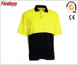Китай Китайская фабрика оптом желтая и черная рубашка, рубашка поло с коротким рукавом из современного материала производителя